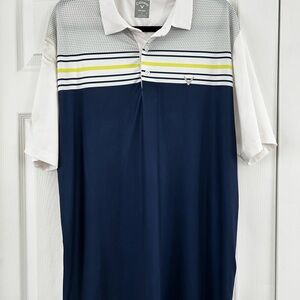 Callaway Men's Navy, White, and Yellow Polo Shirt